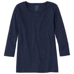 LL Bean Women’s Three Quarter Sleeve Jewelneck Pima Cotton Tee - Small